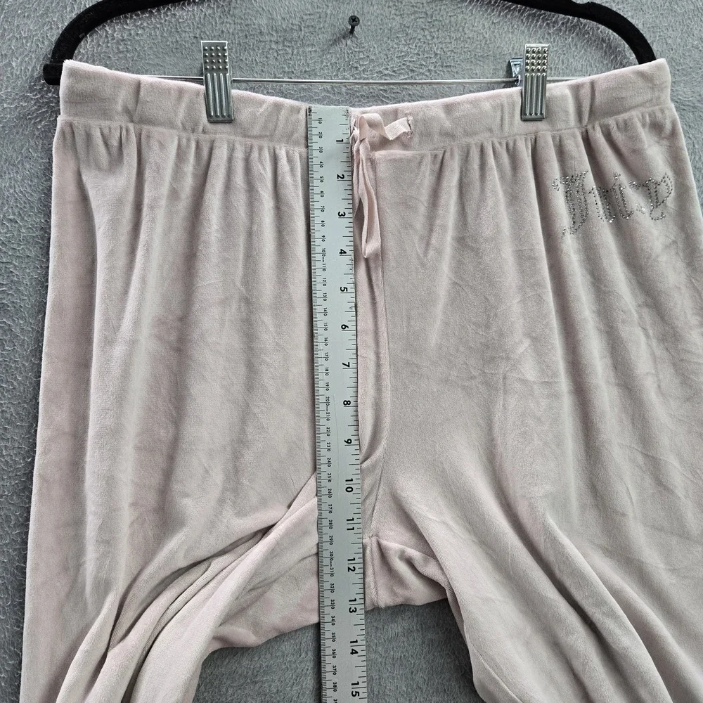 Juicy Couture Women Sleepwear XL Pink Pajama‎ Jogger Velour Rhinestones